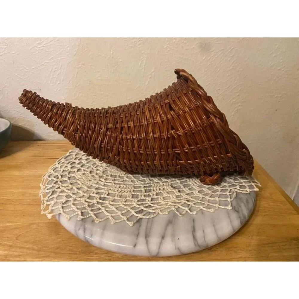 Brown Wicker Cornucopia/ Horn of Plenty